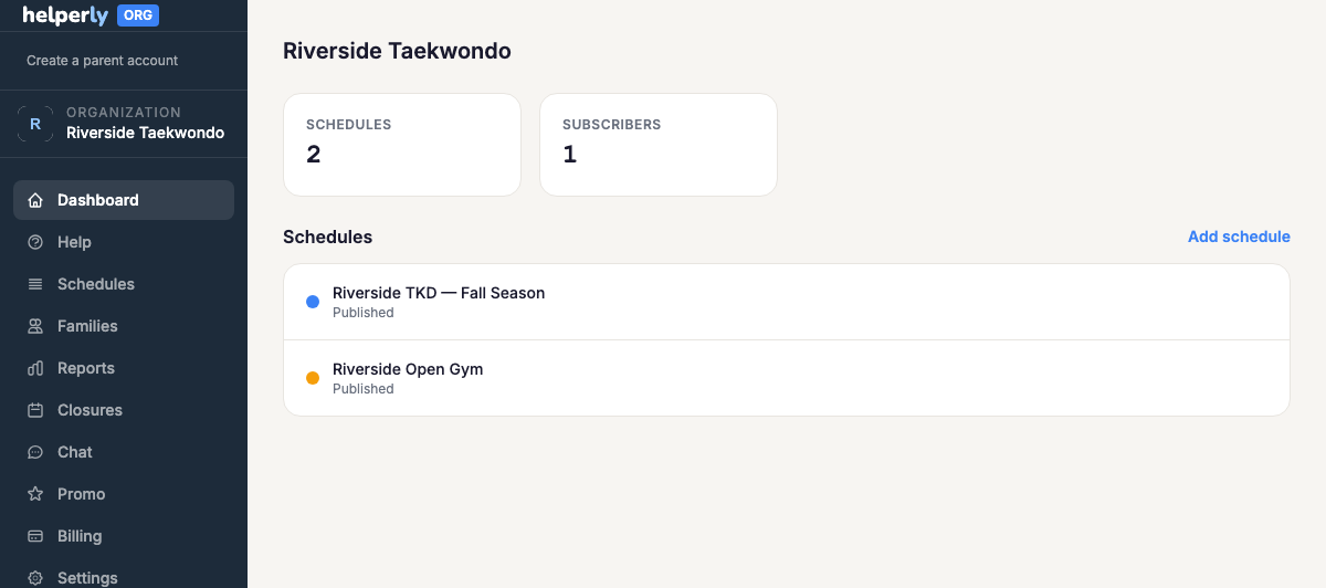 Org Schedule Dashboard